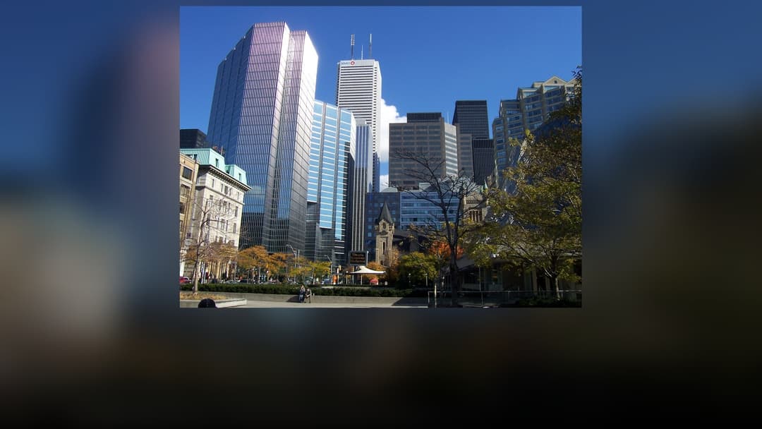 Skyscrapers of Toronto's Bay Street financial district in Canada.