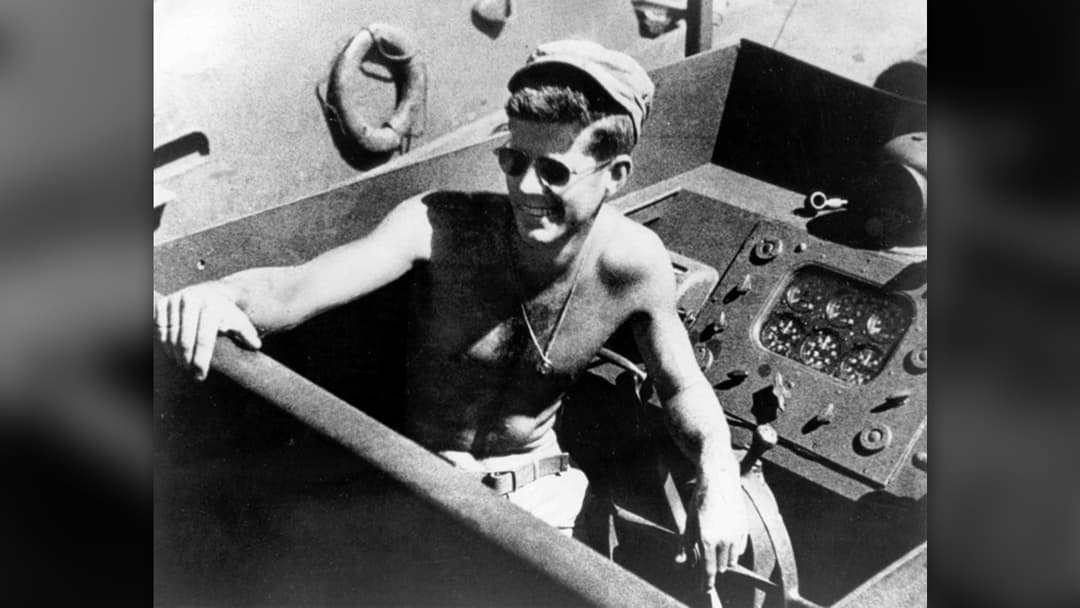 Lieutenant John F. Kennedy with his crew aboard Motor Torpedo Boat PT-109 in the South Pacific in 1943.