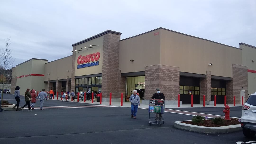 Exterior storefront photograph of Costco Wholesale location in the United States.