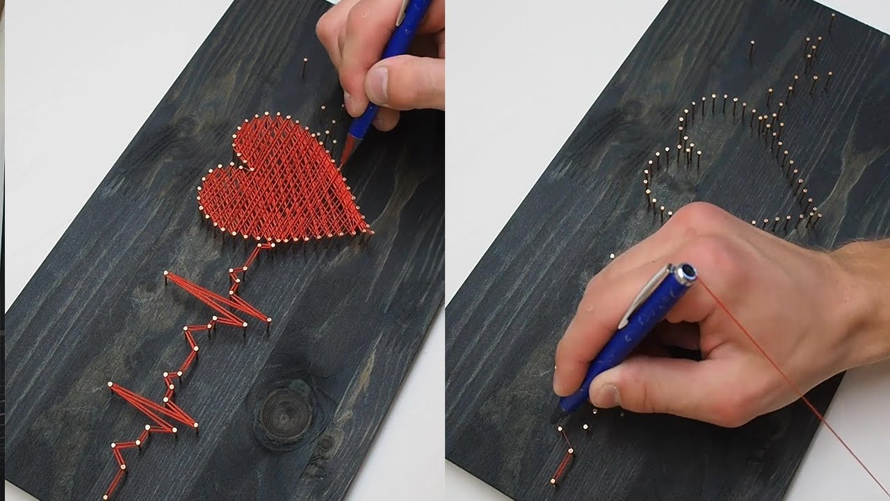 DIY String Art - String Artist Create Beautiful Heart Design || WooGlobe